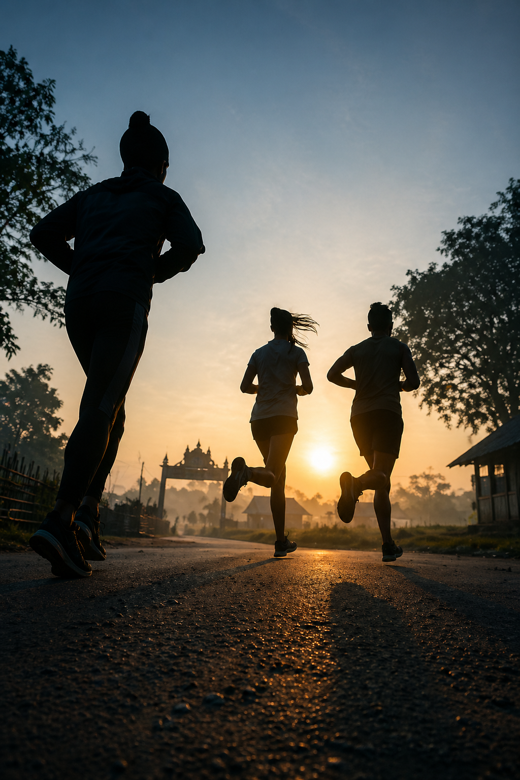 Runners at start line